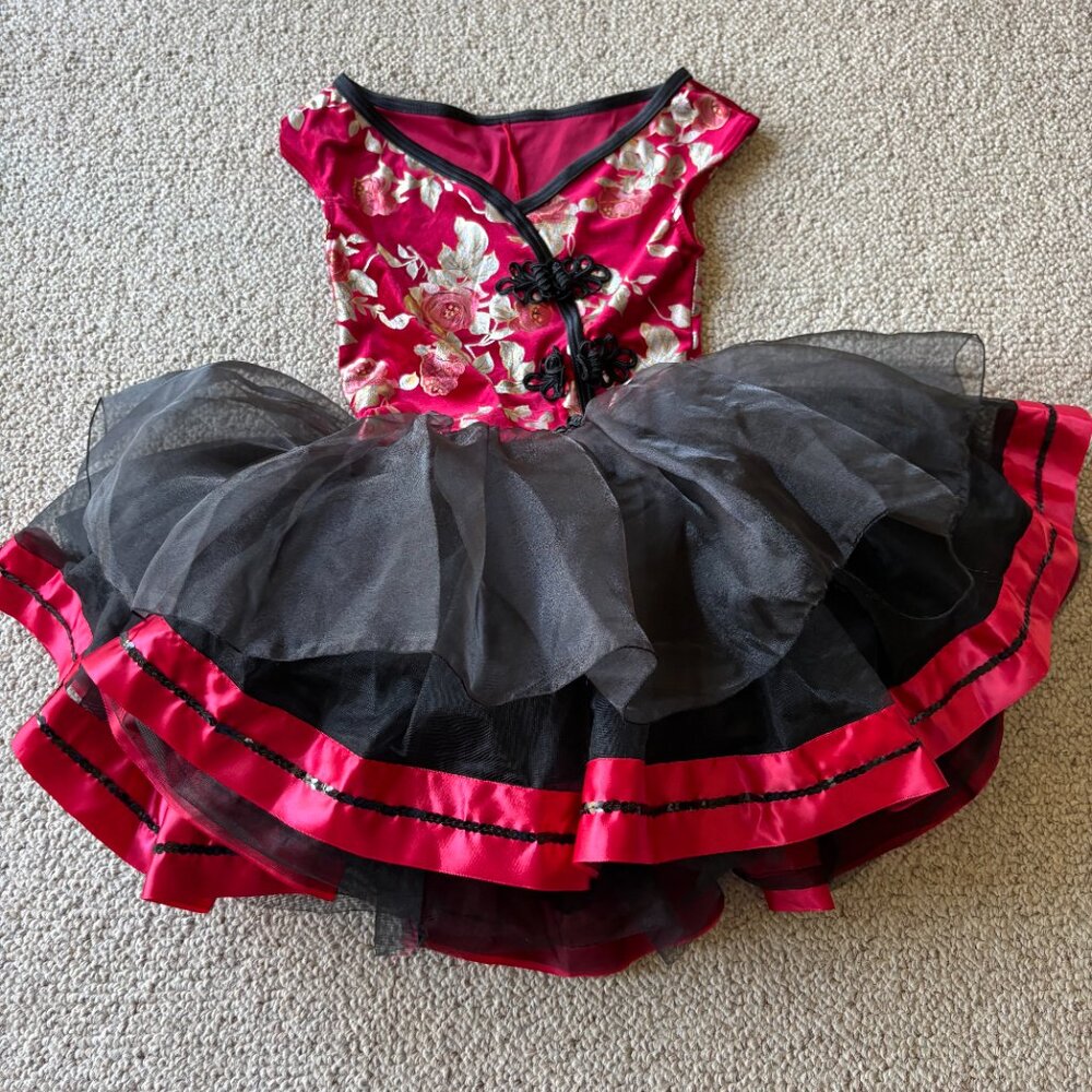 Weissman Girls Red Sequin Dance Costume Tutu MC Asian Style Recital - Picture 2 of 13